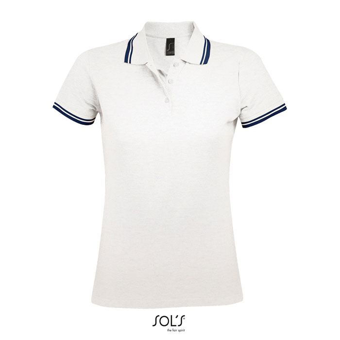 Polo personnalisable femme 200g - Pasadena blanc / marine